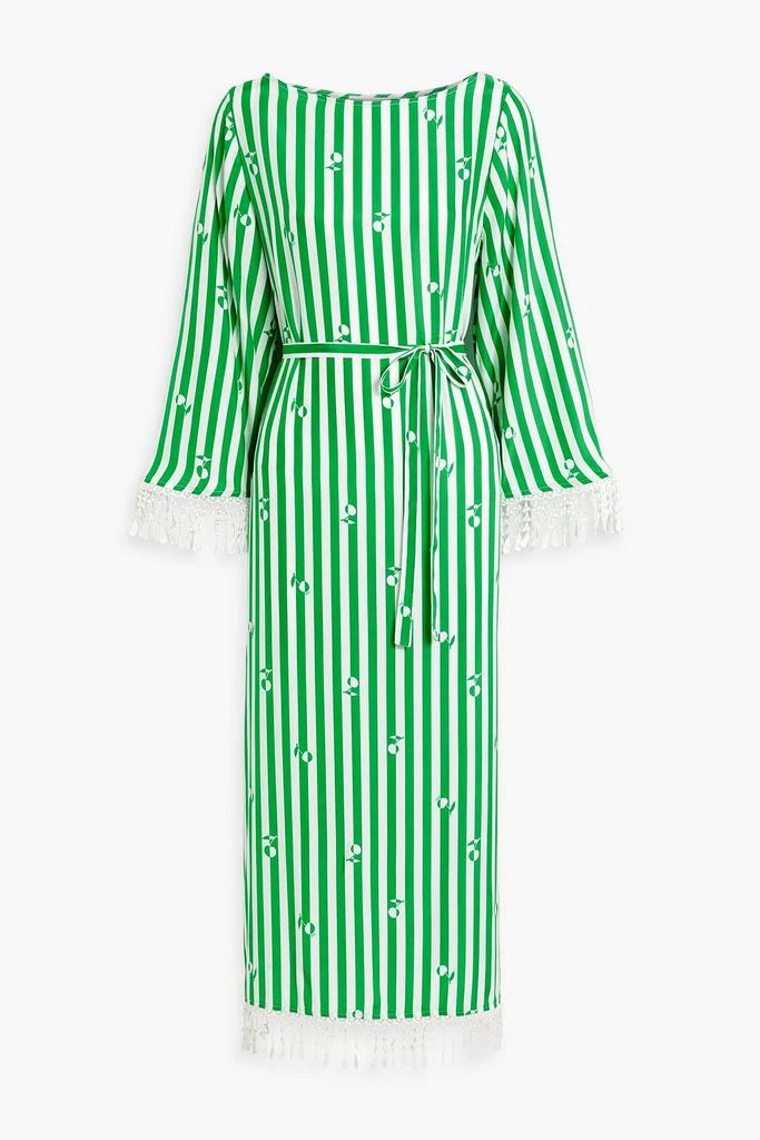 HVN Andrea fringed striped silk maxi dress 1