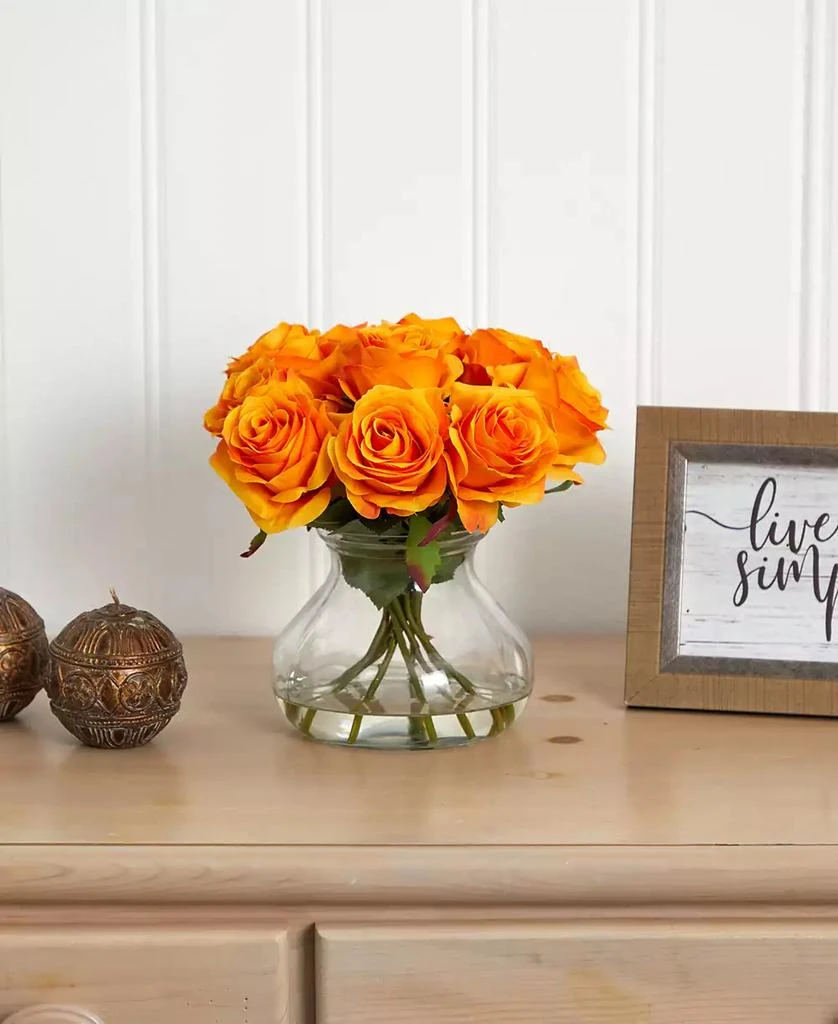 NEARLY NATURAL Rose Arrangement w/Vase 3