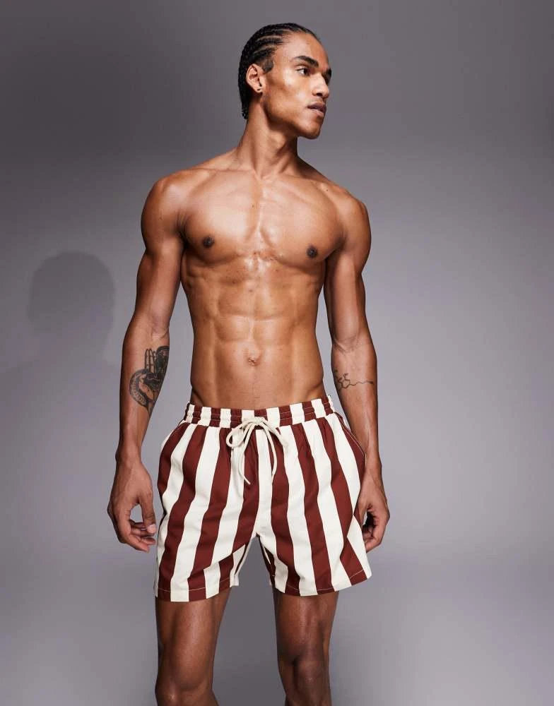 South Beach South Beach stripe swimshort in brown and beige