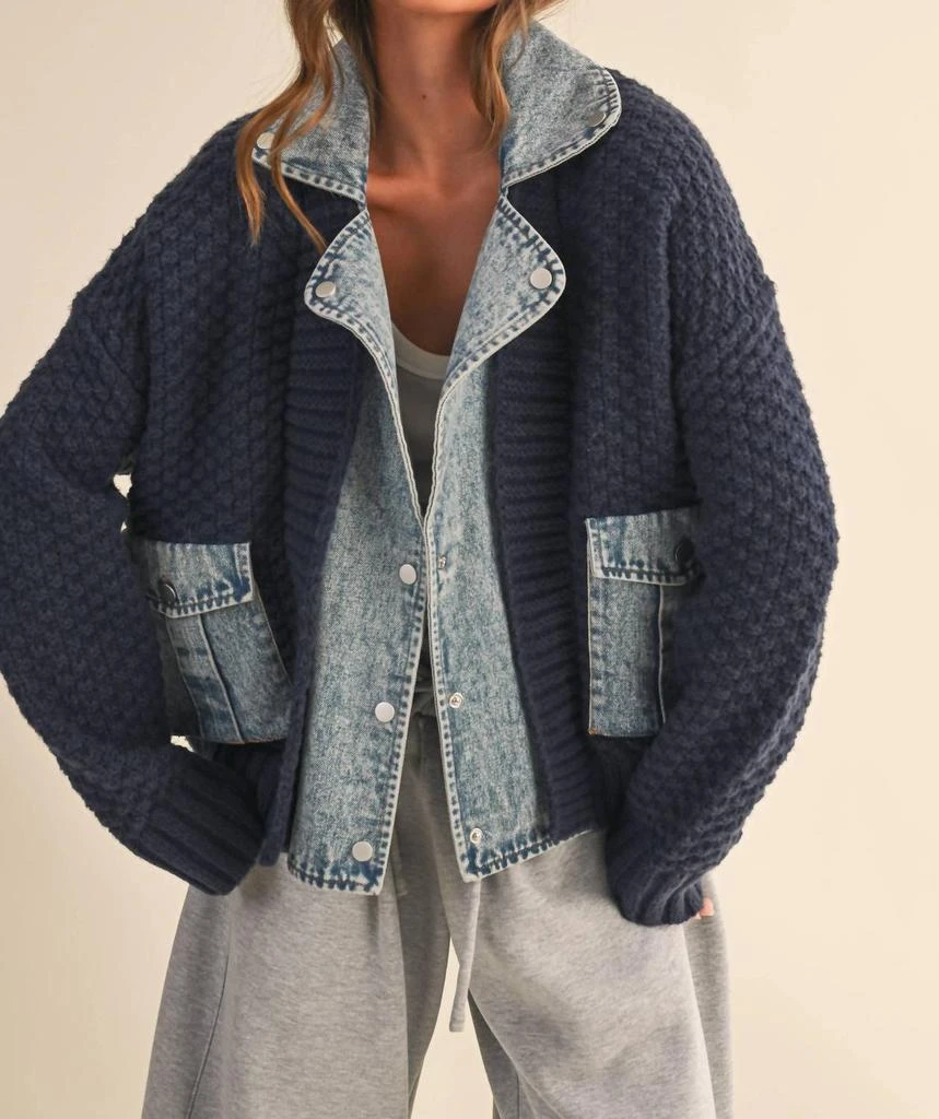 Klesis Klesis - Cora Denim Contrast Cable Knit Sweater