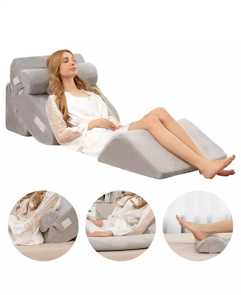 Slickblue Back Neck and Leg Pain Relief 4 Pieces Bed Wedge Pillow 3