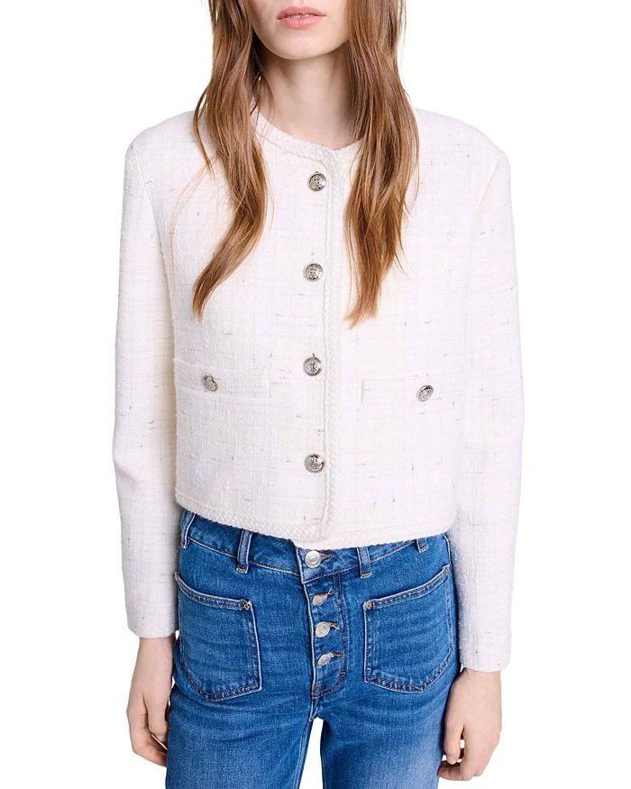 Maje Voyce Braided Tweed Cardigan 1