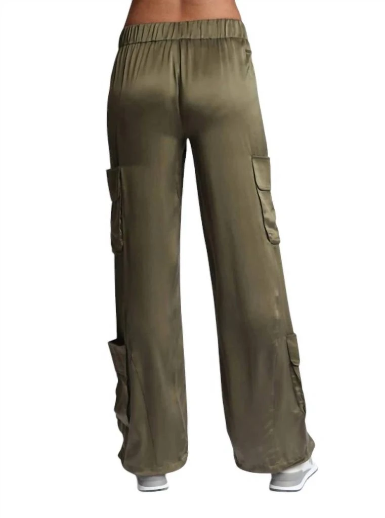 Blanc Noir Chelsea Silk Wide Leg Cargo Pants In Burnt Olive 3