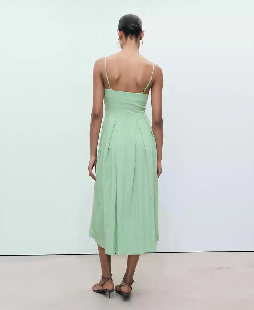 mango pleated green dress Mango One Shoulder Pleated Maxi Dress in Green
