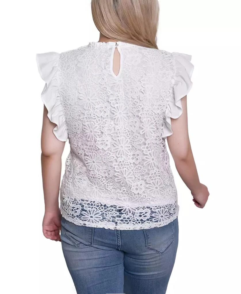 NY Collection Petite Flutter Sleeve Lace Top 2