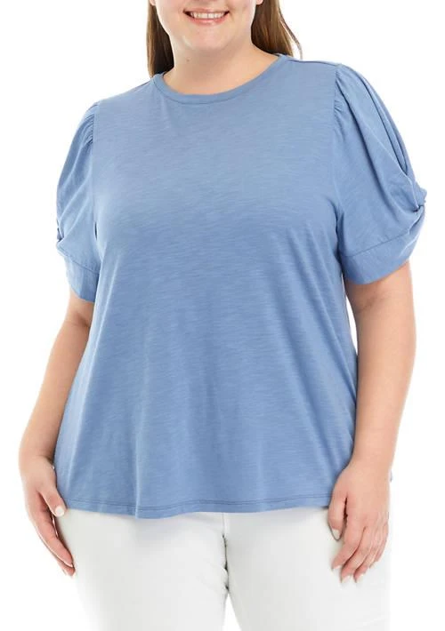 Cupio Plus Size Solid Twist Top 1