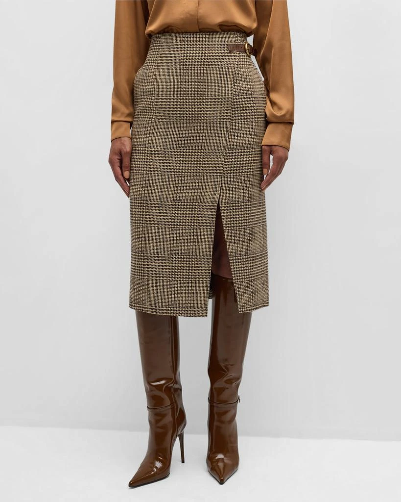 Recto Amber Check Wrap Midi Skirt 2