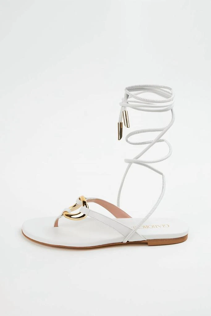 GIA BORGHINI LEVANTE FLAT LEATHER SANDALS 4