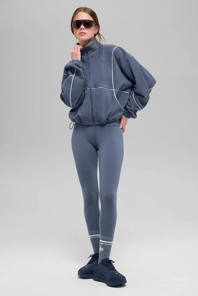 Alo Polar Fleece Game Time Full Zip Jacket - Bluestone/White 5