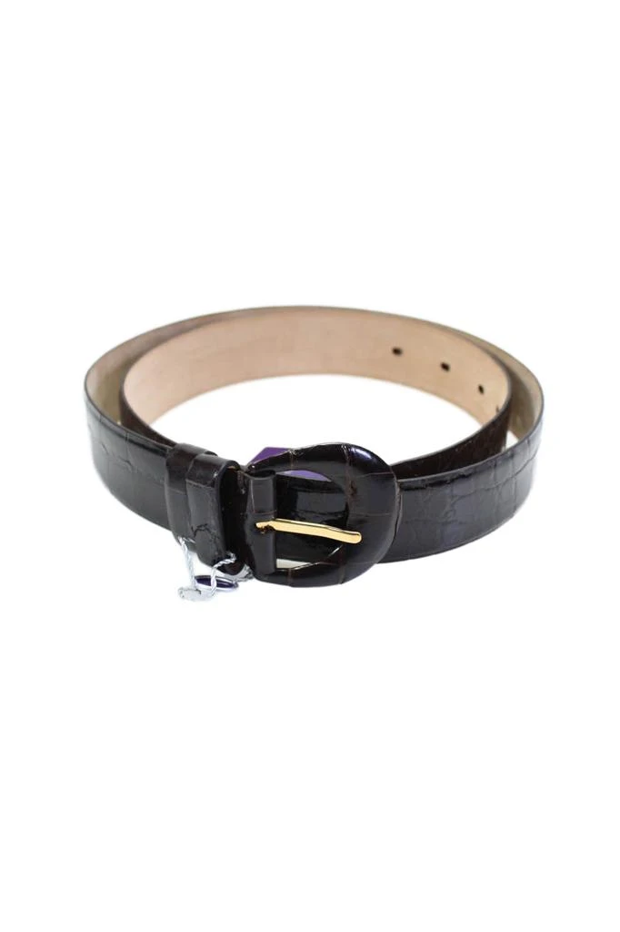 Ralph Lauren Womens Genuine American Alligator Belt Dark Brown 1