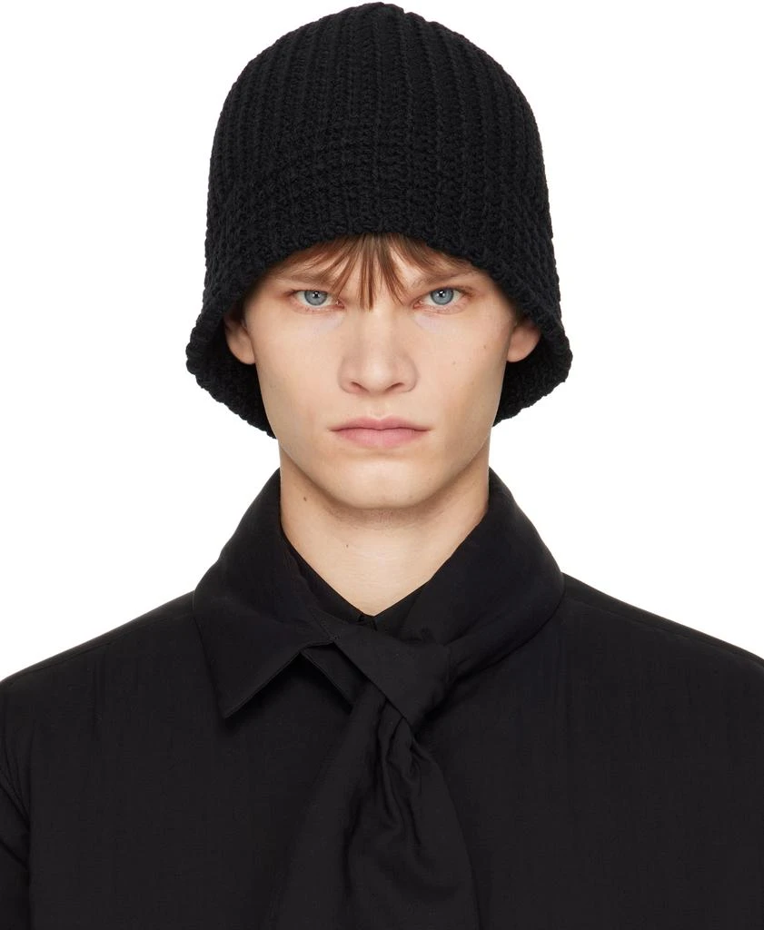 YOHJI YAMAMOTO Black Cardigan Stitch Knit Beanie 1
