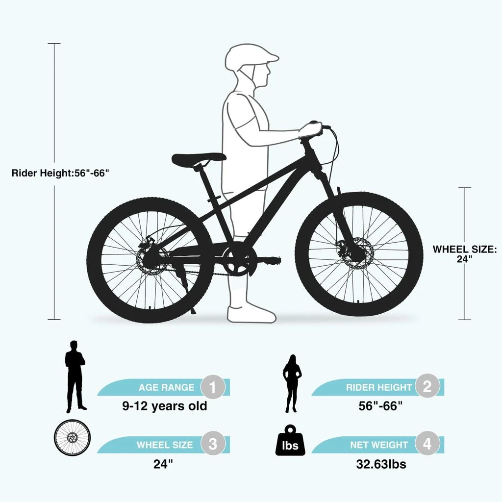 Streamdale Furniture Streamdale Mountain Bike for Kids, 24'' MTB, Ages 9-12 5