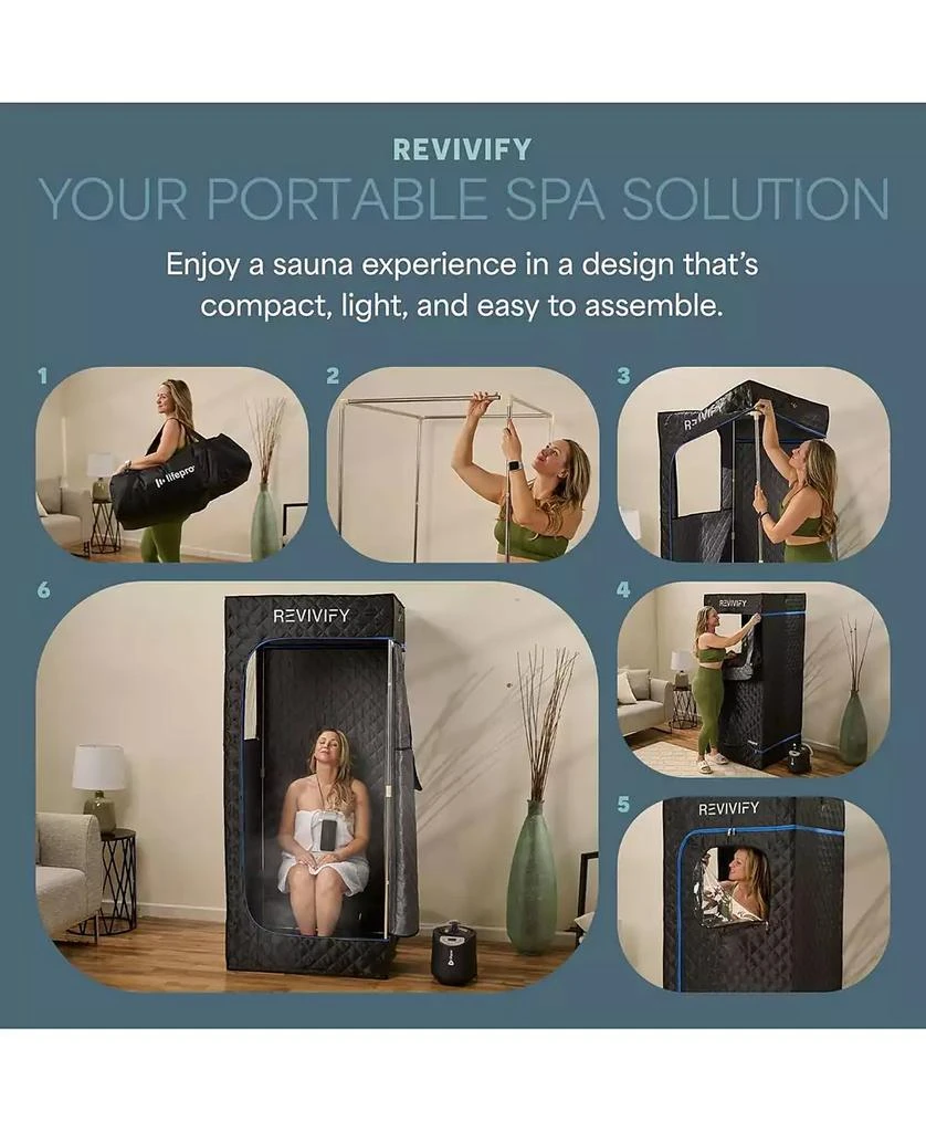 LifePro Revivify Mini Portable Sauna Box – Foldable Personal Steam Sauna Tent for Home Use with Adjustable Heat
Timer – Includes Chair, Mat
Remote Control 2