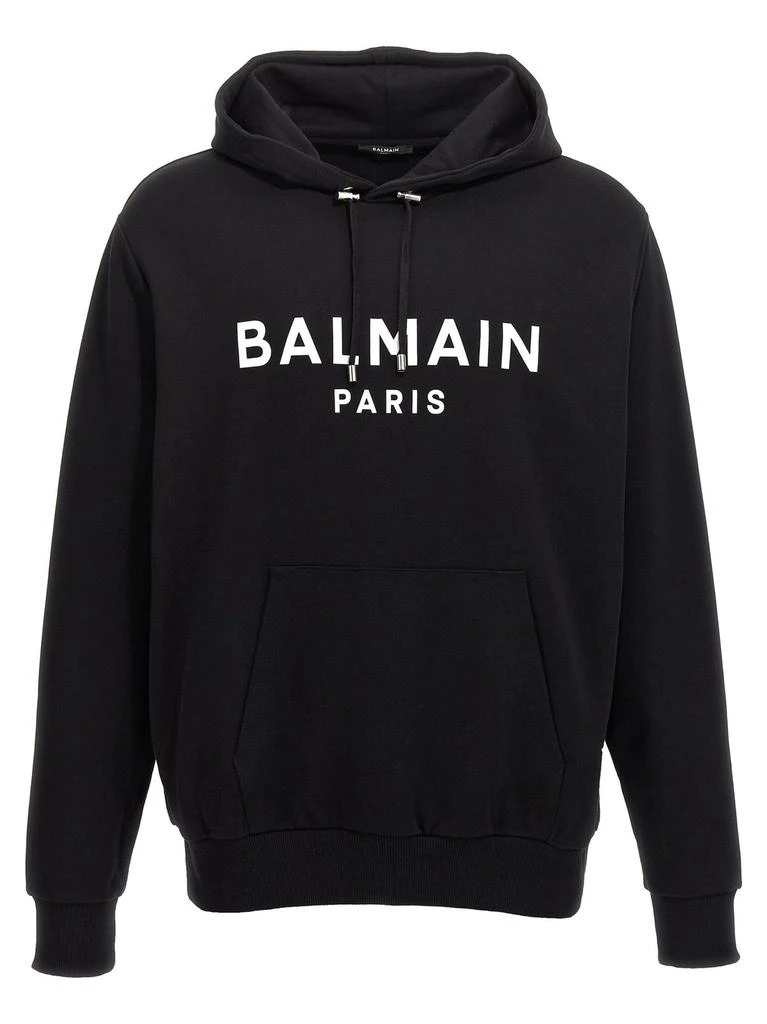 Balmain Balmain Logo Printed Drawstring Hoodie from Cettire