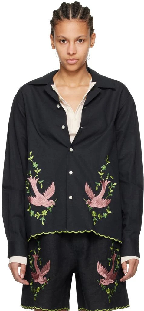 Bode Black Rosefinch Shirt 1