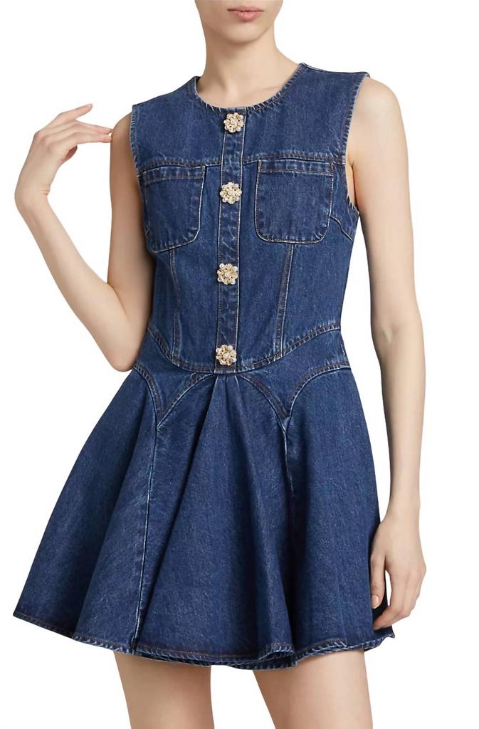 Self Portrait Self-Portrait - Denim Skater Mini Dress