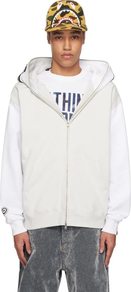 Bape White & Gray Shark Full Zip #1 Hoodie 1