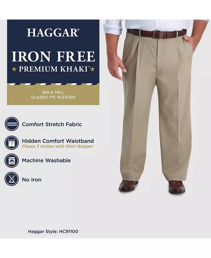 Haggar Men's Big & Tall Iron Free Premium Khaki Classic-Fit Pleated Pant 4