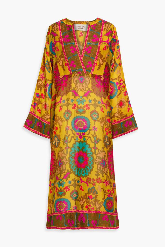 Valentino Printed cotton and silk-blend voile midi dress