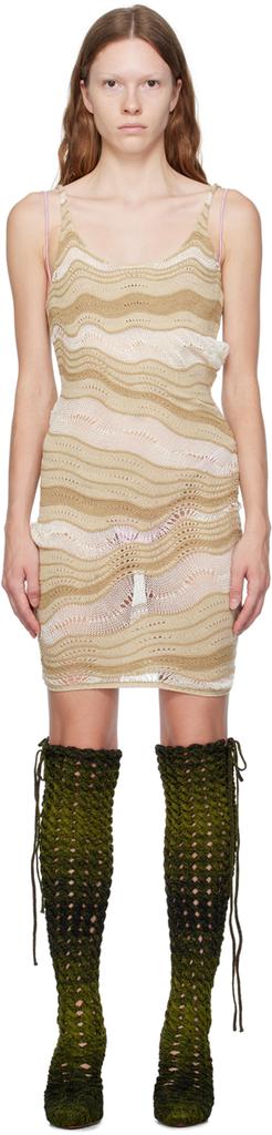 Isa Boulder SSENSE Exclusive Beige & White Wave Minidress