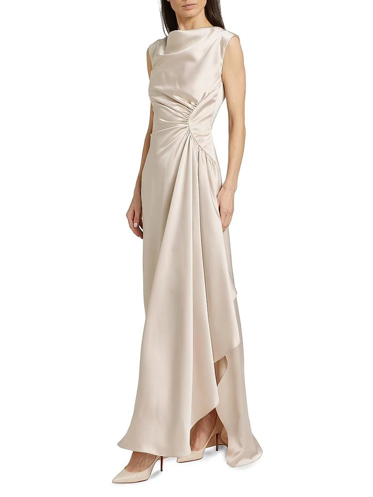 Amsale Half Moon Asymmetric Satin Gown 2