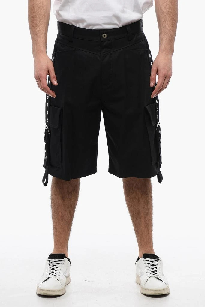 Off-White Off-White Cotton Cargo Shorts with Eyelets and Buckles 1