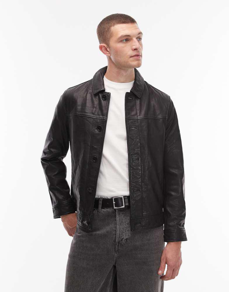 ALL SAINTS Allsaints Nantes leather jacket in black - BLACK