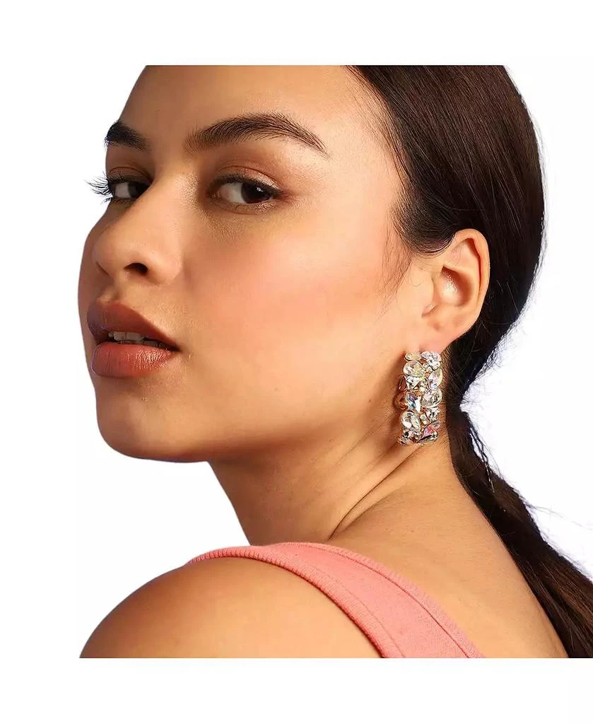 SOHI Gold-Plated Stone Hoop Earrings 4