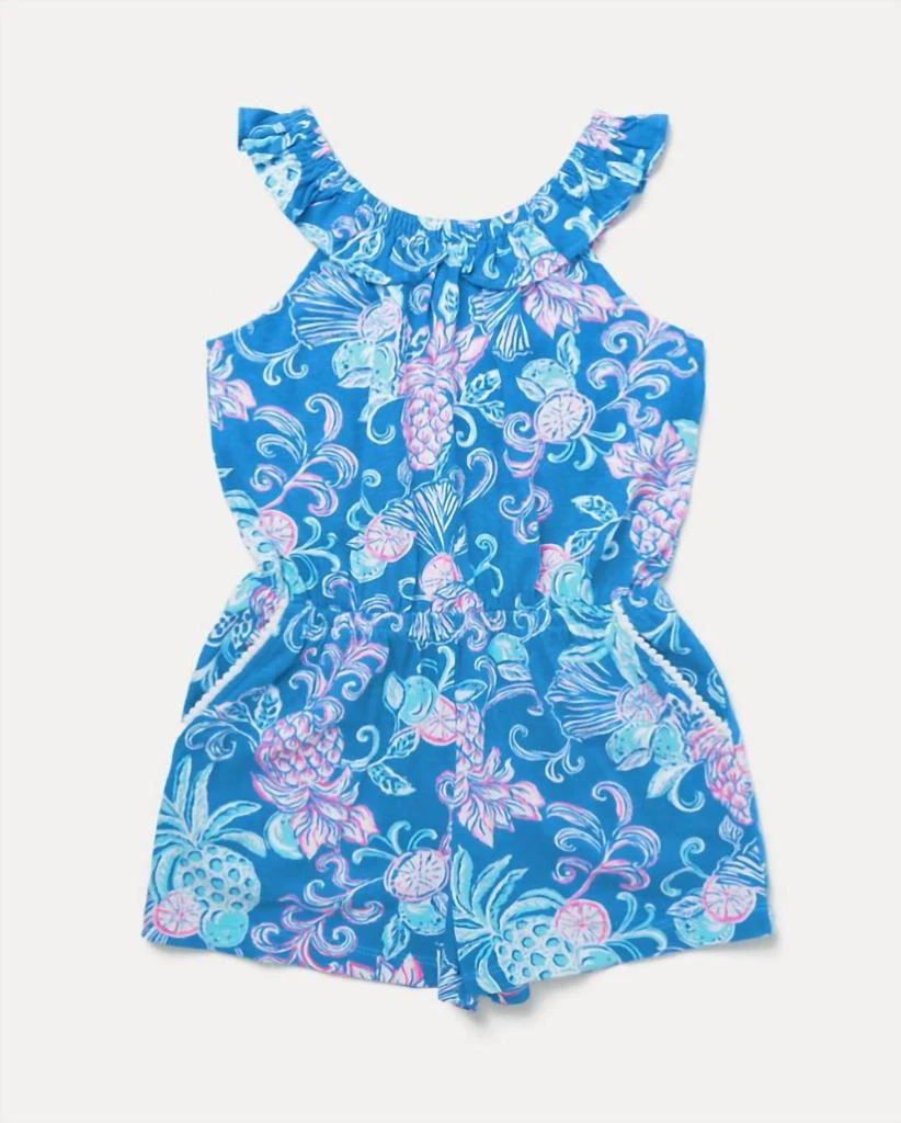 Lilly Pulitzer Girl
s Yardley Romper In Sun Washed Blue Citrus Crush 2