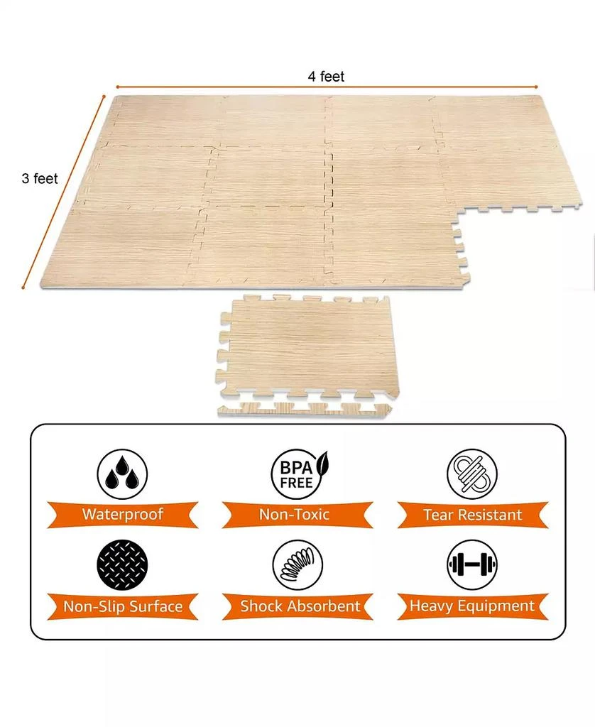 Sorbus Thick 3/8-inch Wood Grain Floor Foam Tile Mats (16 Tiles,16 Sq ft - Light Pine) 6
