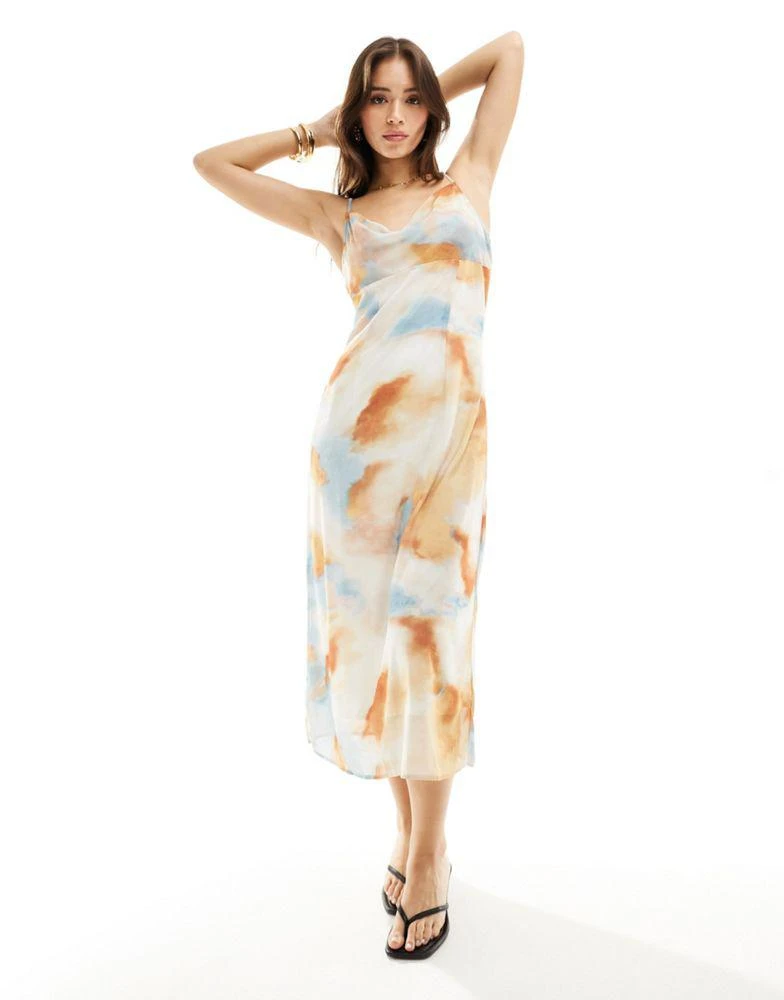 Vila Vila cowl neck cami maxi dress in abstract dream print 1