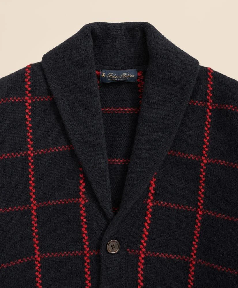 Brooks Brothers Merino Wool Windowpane Intarsia Shawl-Collar Cardigan 2