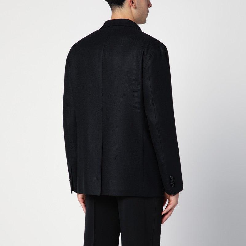 TAGLIATORE Tagliatore Black wool and cashmere double-breasted jacket