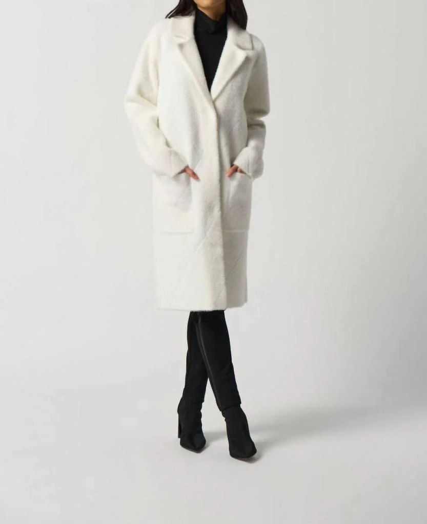 JOSEPH RIBKOFF Joseph Ribkoff - Quilted Fuzzy Knit Long Sleeve Coat