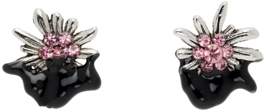 Ottolinger Silver & Black Dipped Edelweiss Earrings 1
