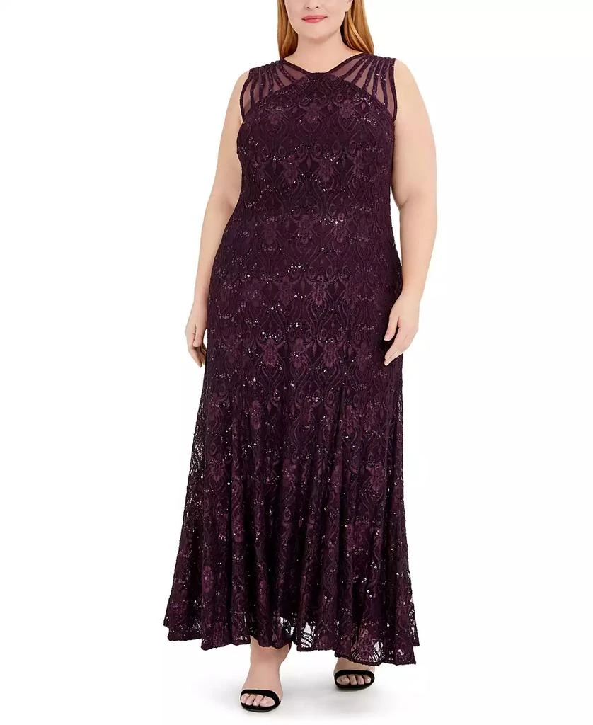 R & M Richards Plus Size Sequin Lace Gown 1