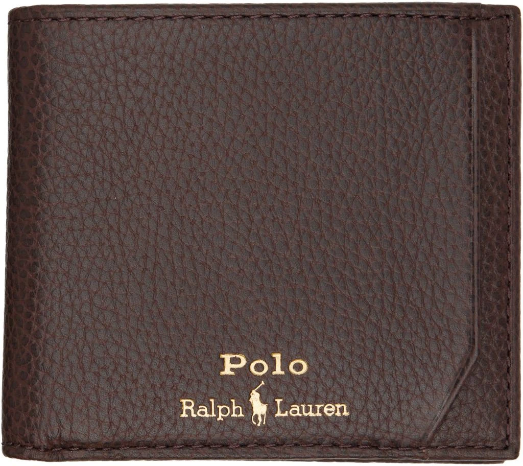 Ralph Lauren Brown Pebbled Leather Billfold Wallet