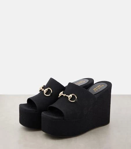 Gucci Carmen Horsebit 60 canvas platform sandals 4