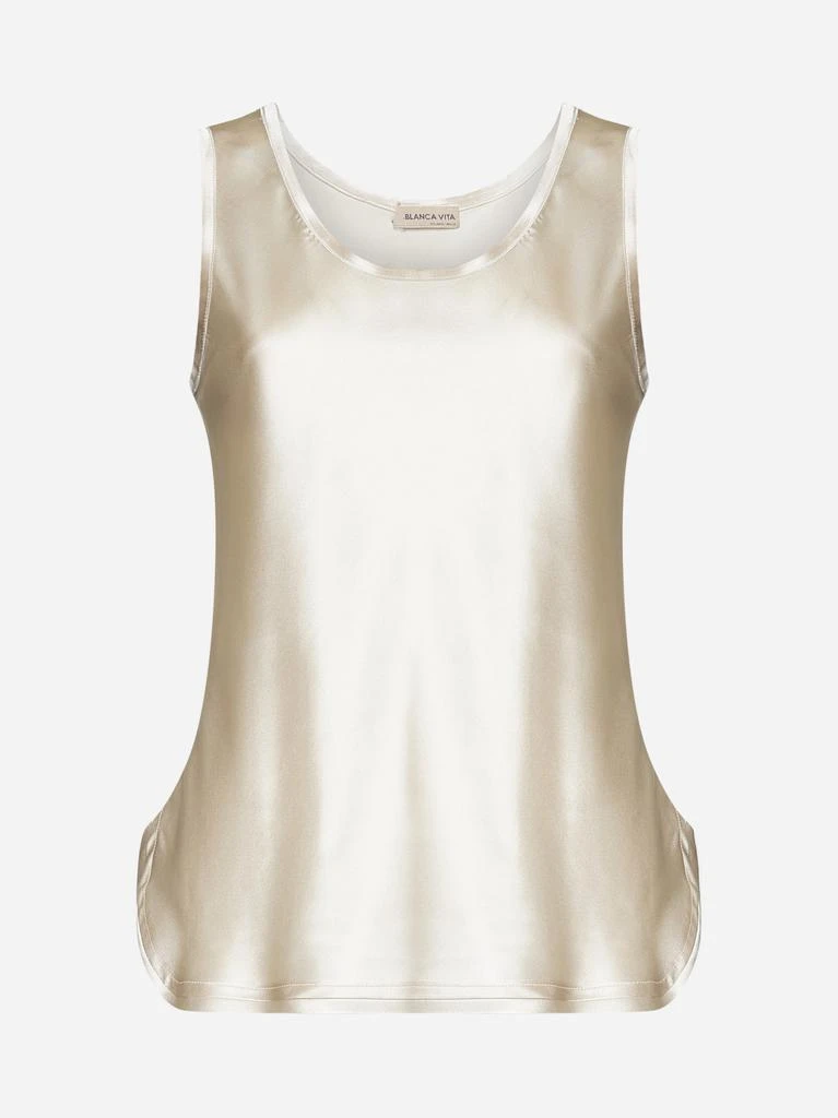 BLANCA VITA Beige stretch silk Belis tank top 1