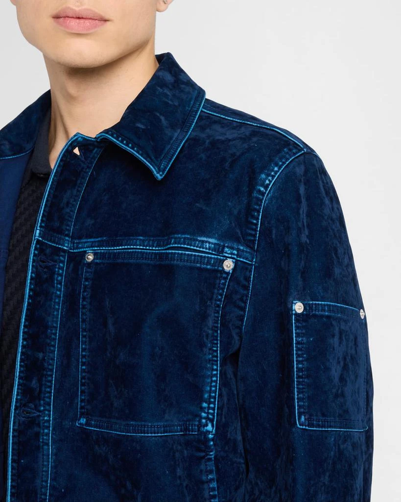 Salvatore Ferragamo Men's Flocked Velvet Denim Jacket 5