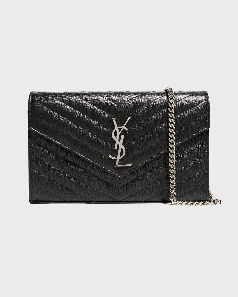 Yves Saint Laurent YSL Monogram Large Wallet on Chain in Grained Leather 1