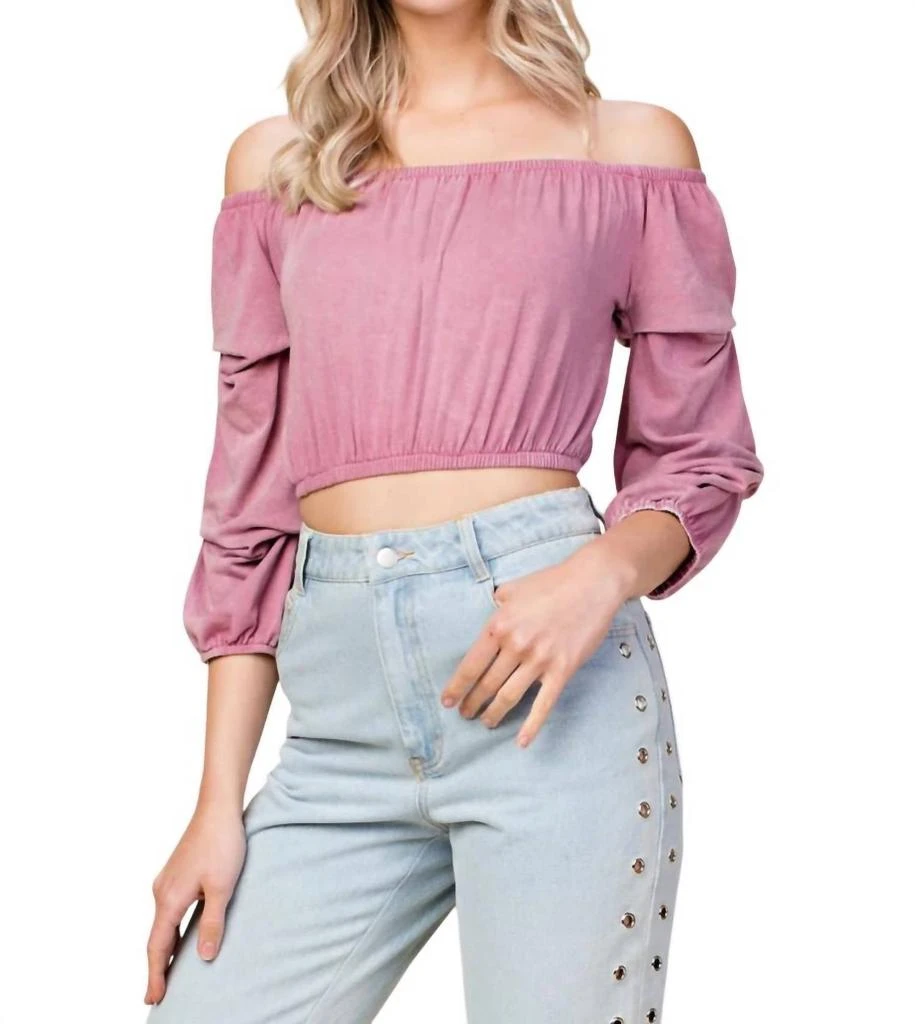 Honey Punch Wild Child Crop Top In Mauve 1