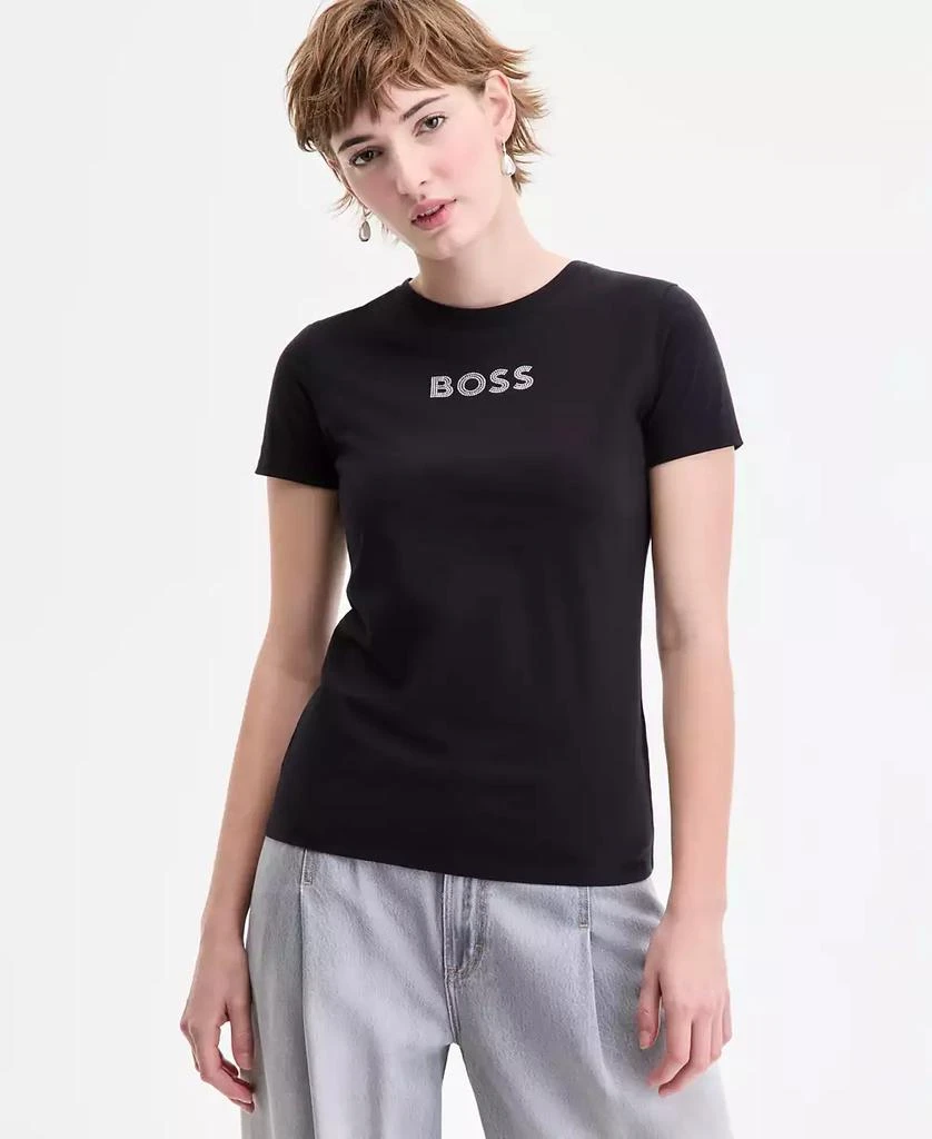 Hugo Boss Women's Cotton Embellished Logo T-Shirt 1