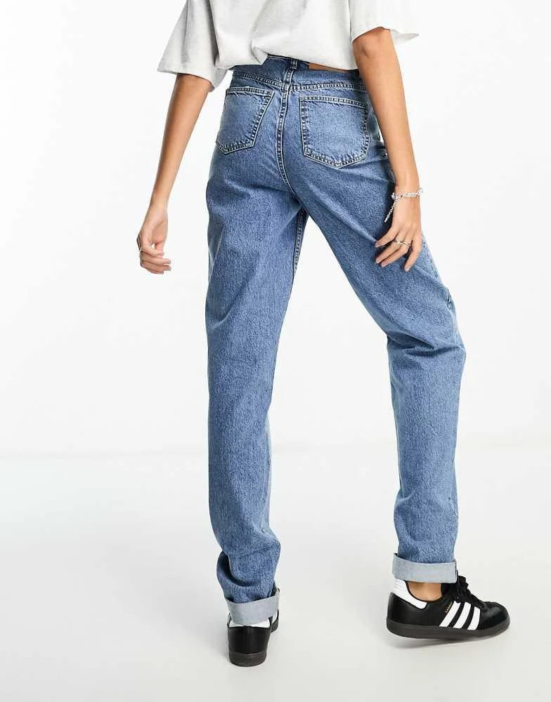 ASOS ASOS DESIGN Tall high rise relaxed mom jeans in mid blue 5