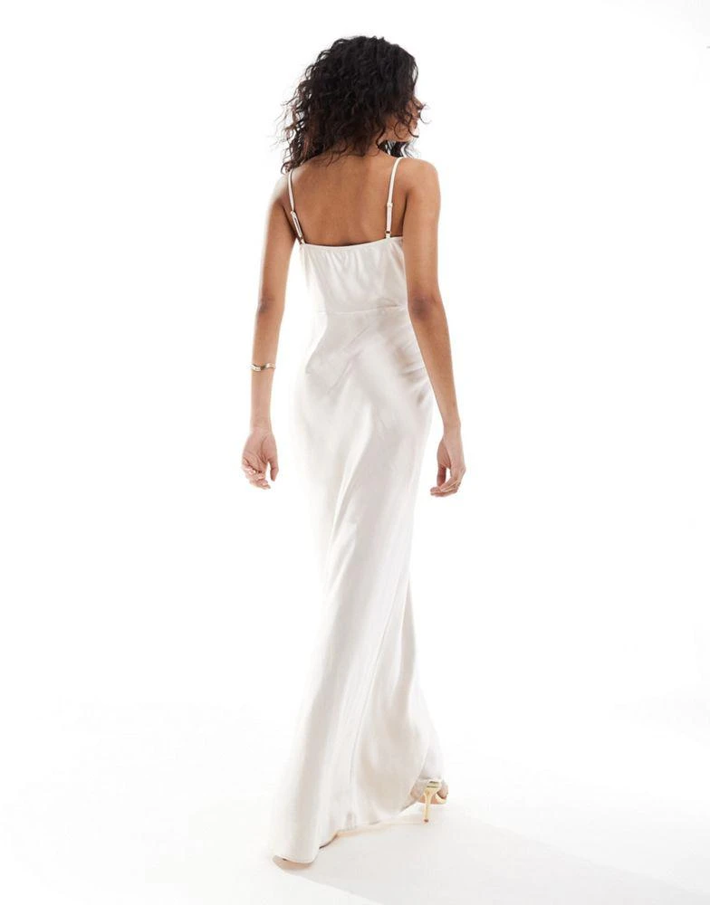 Pretty Lavish Pretty Lavish Bridal Keisha cowl neck satin maxi dress in ivory 2