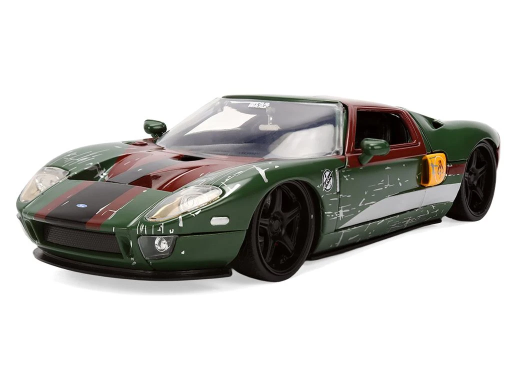 Jada 2005 Ford GT Green (Weathered) with Graphics and Boba Fett Figure "Star Wars" Franchise "Hollywood Rides" Series 1/24 2