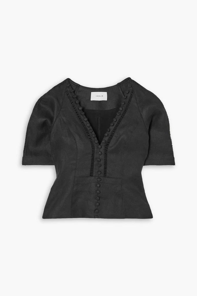 JOSLIN Mallory lace-trimmed linen-batiste blouse 1