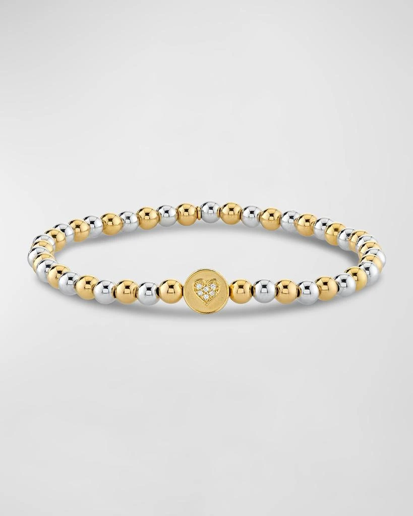 Sydney Evan Peace and Love Bead on Bead 14K Two-Tone Round Bracelet