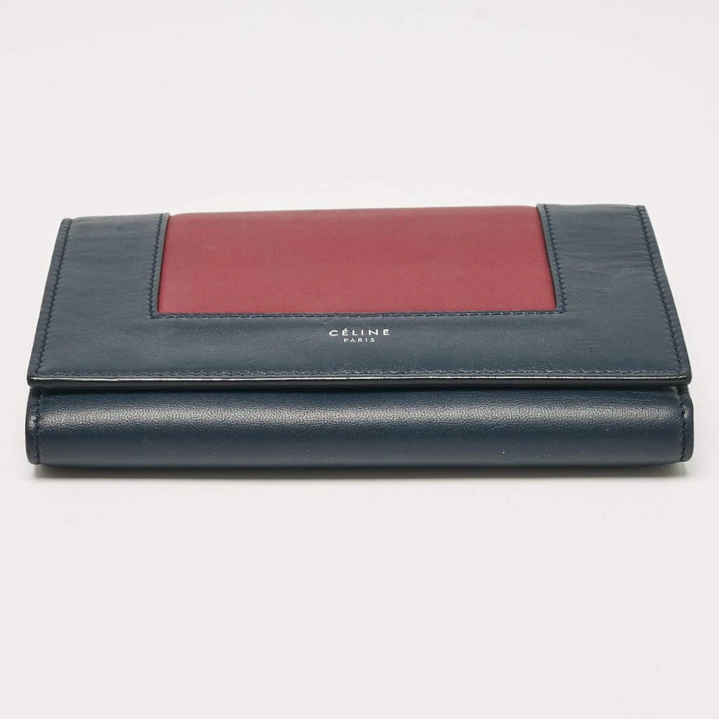 Celine Celine Navy Blue/Burgundy Leather Frame Trifold Wallet 12