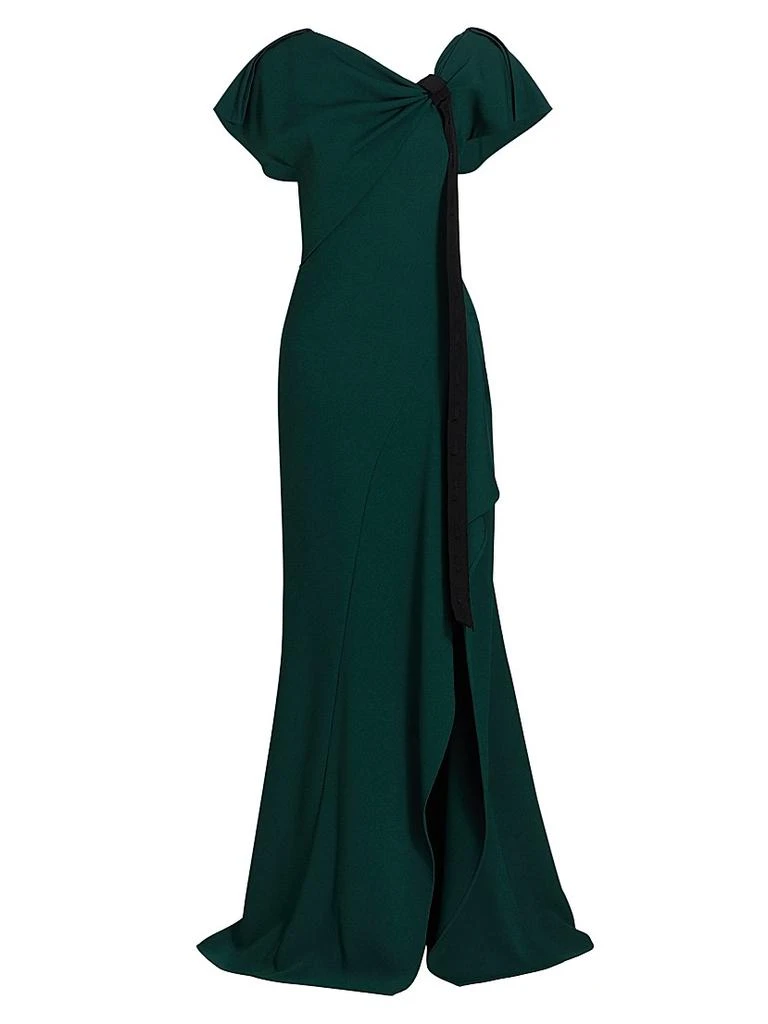 Jason Wu Collection Women's Fluid Crpe Ruched Tie Gown - Navy - Size 4